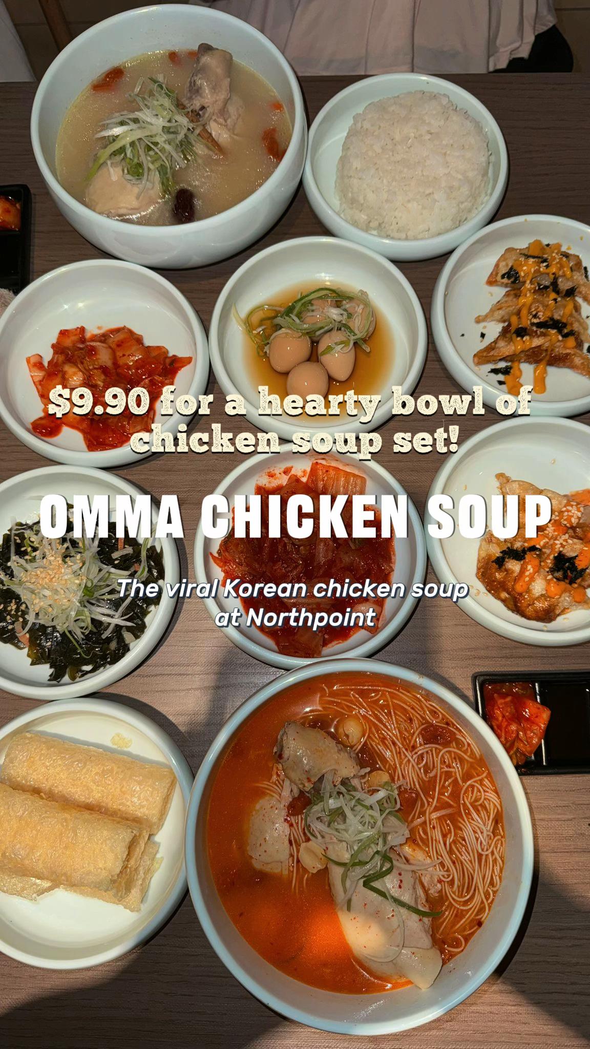 Will be back at Northpoint for some affordable and authentic Korean chicken soup! Can’t believe I can get such a heart bowl of soup set for as low as $9.90 - super reasonable! 

#ommachickensoup #kore